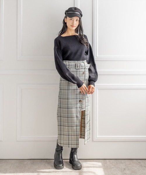 clear（クリア）の「ボートネックリブニットトップス（ニット/セーター・レディース・モカ/ブルー/アイボリー/マスタード/ブラック・F）」の15枚目の写真