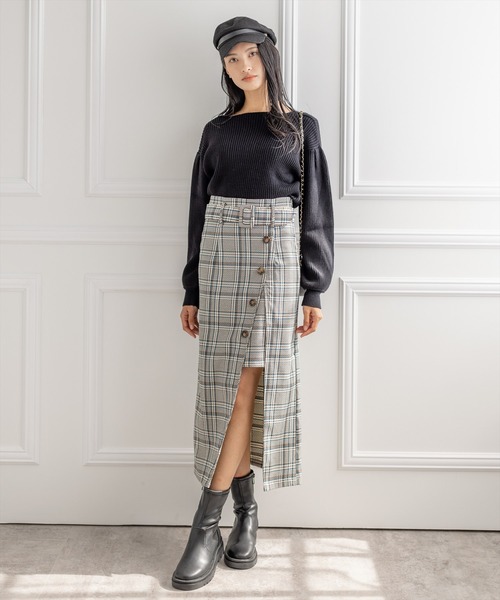 clear（クリア）の「ボートネックリブニットトップス（ニット/セーター・レディース・モカ/ブルー/アイボリー/マスタード/ブラック・F）」の18枚目の写真