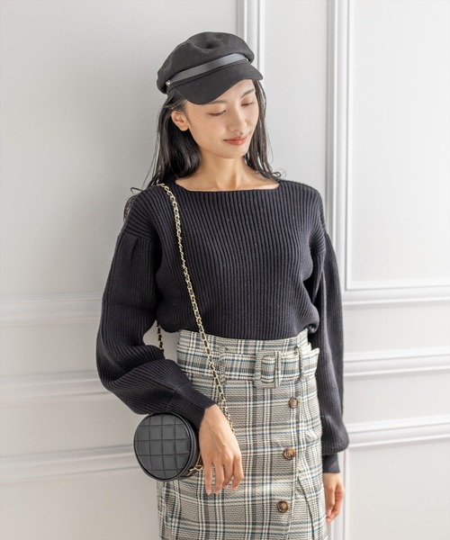 clear（クリア）の「ボートネックリブニットトップス（ニット/セーター・レディース・モカ/ブルー/アイボリー/マスタード/ブラック・F）」の20枚目の写真