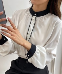 配色バイカラーブラウス
