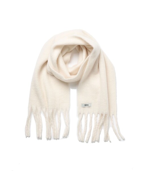 PUBLUX（パブリュクス）の「PUBLUX/パブリュクス ボリュームフリンジマフラー【WEB限定】（マフラー・メンズ・ブラック/グレー/ナチュラル/ブルー/グリーン・ONE SIZE）」の4枚目の写真