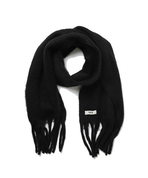 PUBLUX（パブリュクス）の「PUBLUX/パブリュクス ボリュームフリンジマフラー【WEB限定】（マフラー・メンズ・ブラック/グレー/ナチュラル/ブルー/グリーン・ONE SIZE）」の2枚目の写真