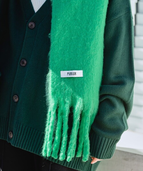 PUBLUX（パブリュクス）の「PUBLUX/パブリュクス ボリュームフリンジマフラー【WEB限定】（マフラー・メンズ・ブラック/グレー/ナチュラル/ブルー/グリーン・ONE SIZE）」の8枚目の写真