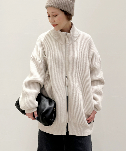 APSTUDIO ジップ　ニット　ブルゾン　ナチュラル 専用AP STUDIO ジップニットブルゾン ナチュラル 美品
