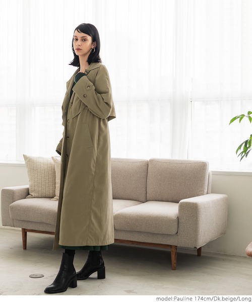 coca(coca)(コカ)の「ピーチスキントレンチコート(トレンチコート・レディース・ダークベージュ/ブラック・SHORT/LONG)」の13枚目の写真