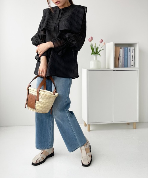 Meli rich(メリーリッチ)の「セーラーカラーブラウス(シャツ/ブラウス・レディース・ホワイト/ライトベージュ/ブラック/オフホワイト/ブルー・MEDIUM)」の8枚目の写真