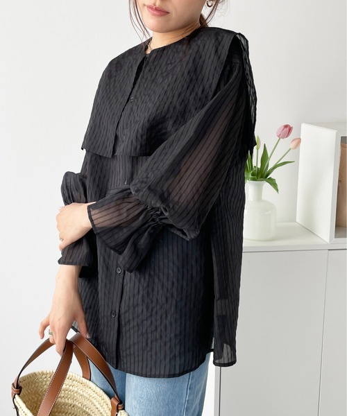 Meli rich(メリーリッチ)の「セーラーカラーブラウス(シャツ/ブラウス・レディース・ホワイト/ライトベージュ/ブラック/オフホワイト/ブルー・MEDIUM)」の15枚目の写真