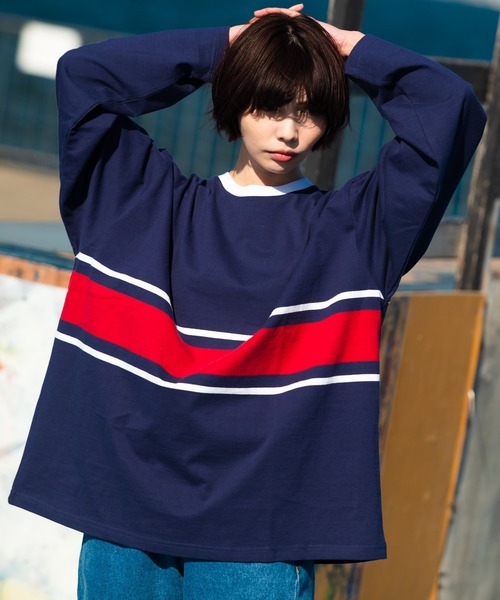 【セール】ボーダー ジャージー 長袖 Ｔシャツ（Tシャツ/カットソー）｜FIRST DOWN（ファーストダウン）