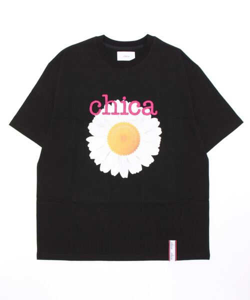 Chica(チカ)の「chica/チカ/デイジーTシャツ(Tシャツ/カットソー・レディース・ブラック/ピンク/ホワイト・F)」の1枚目の写真