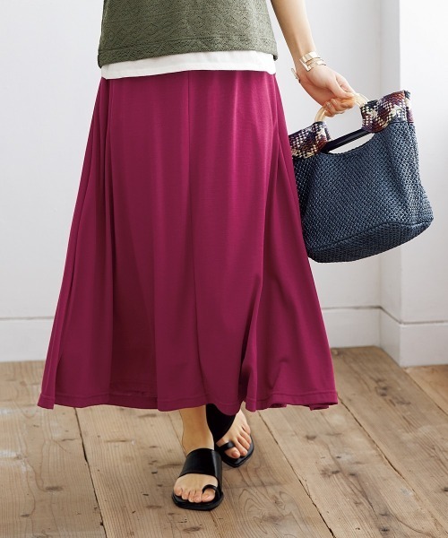 nissen(ニッセン)の「ポケット付カットソーマキシスカート(スカート・レディース・ピンク/グリーン/パープル/イエロー/チャコールグレー/ブラック/ブルー・L/S/M/LL)」の7枚目の写真