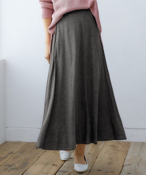 nissen(ニッセン)の「ポケット付カットソーマキシスカート(スカート・レディース・ピンク/グリーン/パープル/イエロー/チャコールグレー/ブラック/ブルー・L/S/M/LL)」の1枚目の写真