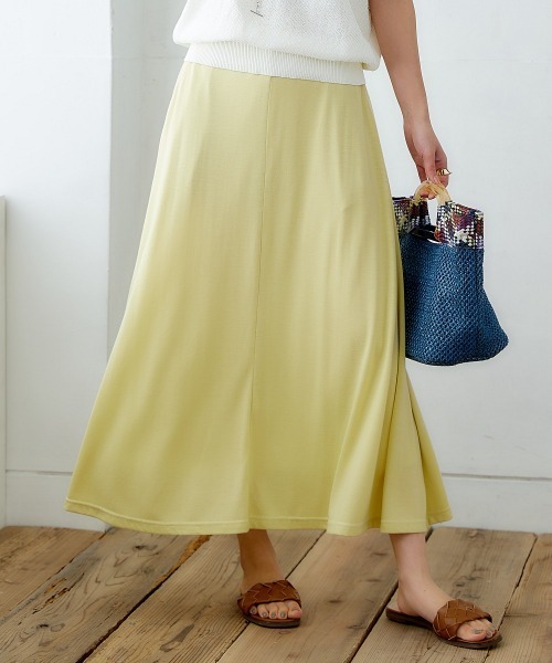 nissen(ニッセン)の「ポケット付カットソーマキシスカート(スカート・レディース・ピンク/グリーン/パープル/イエロー/チャコールグレー/ブラック/ブルー・L/S/M/LL)」の6枚目の写真