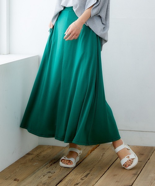 nissen(ニッセン)の「ポケット付カットソーマキシスカート(スカート・レディース・ピンク/グリーン/パープル/イエロー/チャコールグレー/ブラック/ブルー・L/S/M/LL)」の3枚目の写真