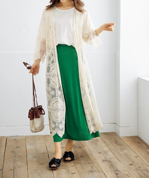 nissen(ニッセン)の「ポケット付カットソーマキシスカート(スカート・レディース・ピンク/グリーン/パープル/イエロー/チャコールグレー/ブラック/ブルー・L/S/M/LL)」の11枚目の写真