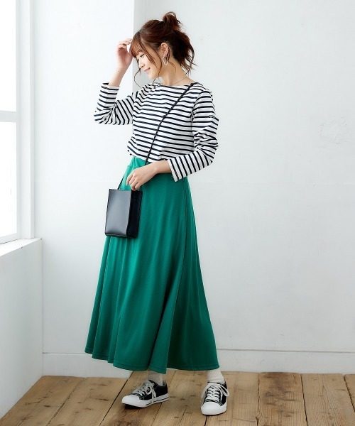 nissen(ニッセン)の「ポケット付カットソーマキシスカート(スカート・レディース・ピンク/グリーン/パープル/イエロー/チャコールグレー/ブラック/ブルー・L/S/M/LL)」の9枚目の写真