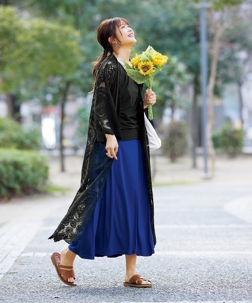 nissen(ニッセン)の「ポケット付カットソーマキシスカート(スカート・レディース・ピンク/グリーン/パープル/イエロー/チャコールグレー/ブラック/ブルー・L/S/M/LL)」の17枚目の写真