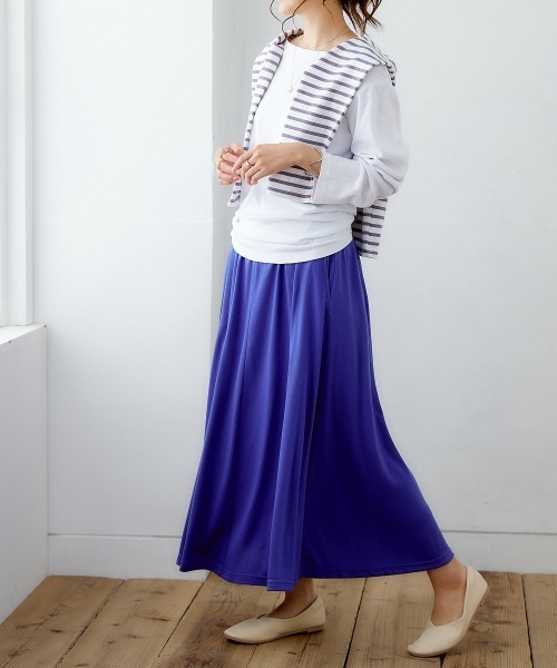 nissen(ニッセン)の「ポケット付カットソーマキシスカート(スカート・レディース・ピンク/グリーン/パープル/イエロー/チャコールグレー/ブラック/ブルー・L/S/M/LL)」の18枚目の写真