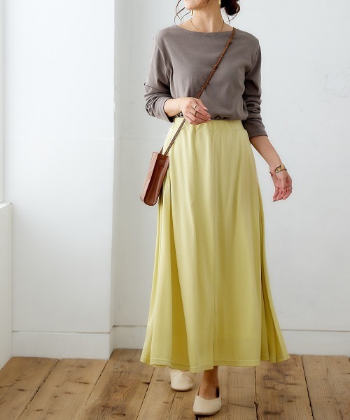 nissen(ニッセン)の「ポケット付カットソーマキシスカート(スカート・レディース・ピンク/グリーン/パープル/イエロー/チャコールグレー/ブラック/ブルー・L/S/M/LL)」の21枚目の写真