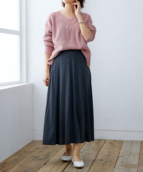 nissen(ニッセン)の「ポケット付カットソーマキシスカート(スカート・レディース・ピンク/グリーン/パープル/イエロー/チャコールグレー/ブラック/ブルー・L/S/M/LL)」の15枚目の写真