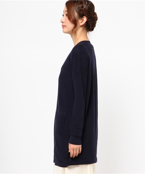 NATURAL BEAUTY BASIC（ナチュラルビューティーベーシック）の「片畦ロングカーディガン（カーディガン/ボレロ・レディース・グレー/ホワイト系その他/ネイビー・MEDIUM）」の5枚目の写真
