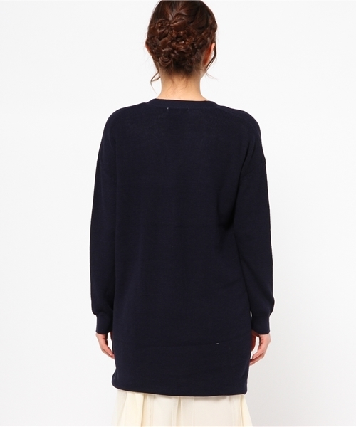 NATURAL BEAUTY BASIC（ナチュラルビューティーベーシック）の「片畦ロングカーディガン（カーディガン/ボレロ・レディース・グレー/ホワイト系その他/ネイビー・MEDIUM）」の6枚目の写真