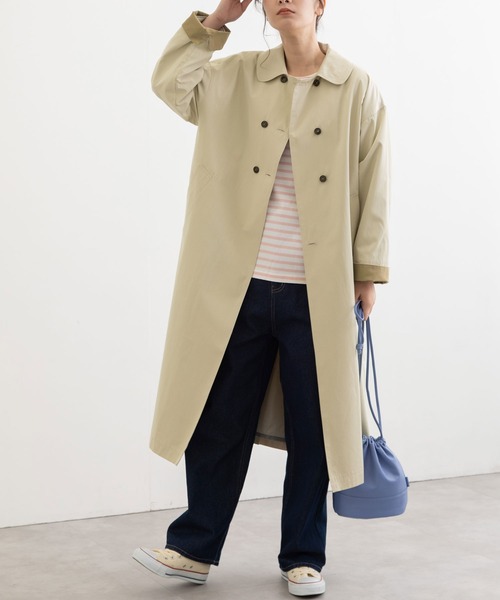 POU DOU DOU（プードゥドゥ）の「ダブルボタンコート（ステンカラーコート・レディース・アイボリー/カーキ/ベージュ・3）」の2枚目の写真