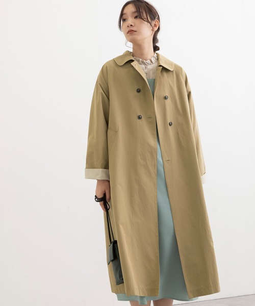 POU DOU DOU（プードゥドゥ）の「ダブルボタンコート（ステンカラーコート・レディース・アイボリー/カーキ/ベージュ・3）」の9枚目の写真