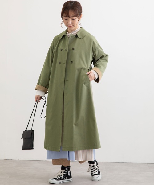 POU DOU DOU（プードゥドゥ）の「ダブルボタンコート（ステンカラーコート・レディース・アイボリー/カーキ/ベージュ・3）」の14枚目の写真