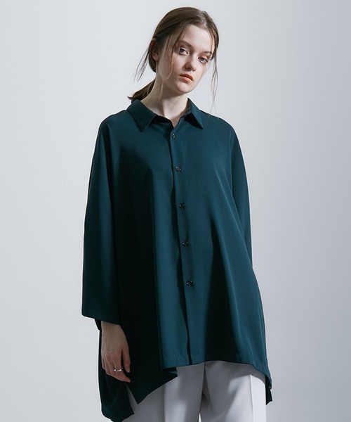 JUNRED（ジュンレッド）の「ドレープビッグポンチョシャツ（シャツ/ブラウス・メンズ・グリーン/ライトグレー/ホワイト/ブラウン・S/M/L）」の4枚目の写真