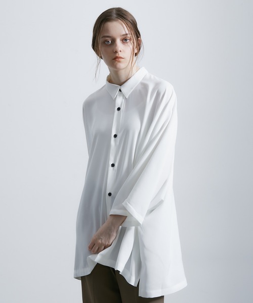 JUNRED（ジュンレッド）の「ドレープビッグポンチョシャツ（シャツ/ブラウス・メンズ・グリーン/ライトグレー/ホワイト/ブラウン・S/M/L）」の6枚目の写真