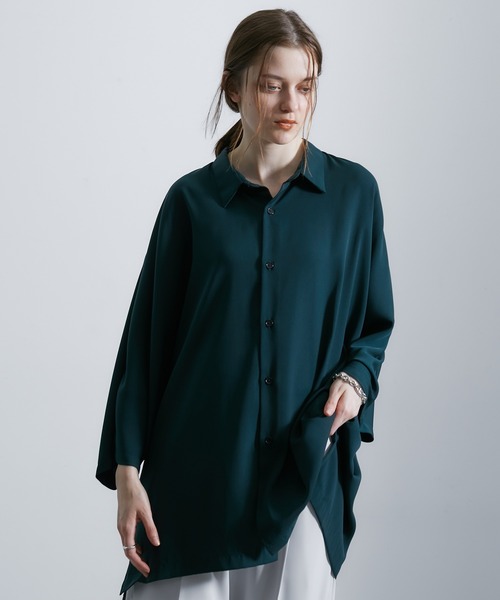 JUNRED（ジュンレッド）の「ドレープビッグポンチョシャツ（シャツ/ブラウス・メンズ・グリーン/ライトグレー/ホワイト/ブラウン・S/M/L）」の11枚目の写真