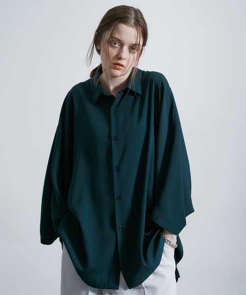 JUNRED（ジュンレッド）の「ドレープビッグポンチョシャツ（シャツ/ブラウス・メンズ・グリーン/ライトグレー/ホワイト/ブラウン・S/M/L）」の12枚目の写真