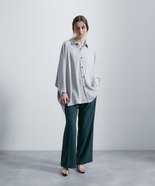 JUNRED（ジュンレッド）の「ドレープビッグポンチョシャツ（シャツ/ブラウス・メンズ・グリーン/ライトグレー/ホワイト/ブラウン・S/M/L）」の15枚目の写真