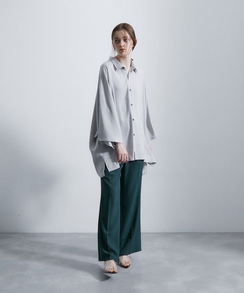 JUNRED（ジュンレッド）の「ドレープビッグポンチョシャツ（シャツ/ブラウス・メンズ・グリーン/ライトグレー/ホワイト/ブラウン・S/M/L）」の16枚目の写真