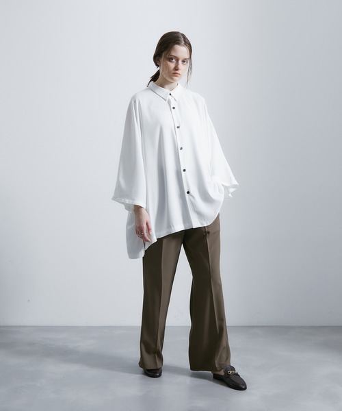 JUNRED（ジュンレッド）の「ドレープビッグポンチョシャツ（シャツ/ブラウス・メンズ・グリーン/ライトグレー/ホワイト/ブラウン・S/M/L）」の13枚目の写真