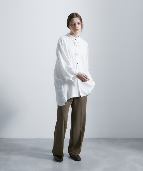 JUNRED（ジュンレッド）の「ドレープビッグポンチョシャツ（シャツ/ブラウス・メンズ・グリーン/ライトグレー/ホワイト/ブラウン・S/M/L）」の14枚目の写真