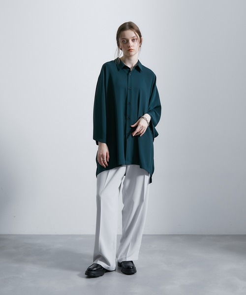 JUNRED（ジュンレッド）の「ドレープビッグポンチョシャツ（シャツ/ブラウス・メンズ・グリーン/ライトグレー/ホワイト/ブラウン・S/M/L）」の20枚目の写真