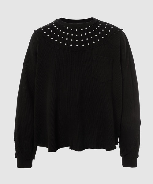 FACETASM ファセッタズム クルーネックスウェット ブラック FACETASM（ファセッタズム）の「DOT WAFFLE SWEAT（スウェット