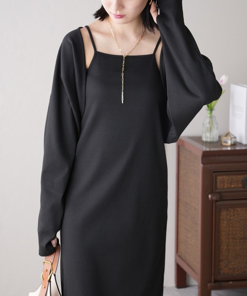 IAMUSE(アイアミューズ)の「〈SETアイテム〉ボレロカーディガン×スクエアネックキャミワンピース S0948【IAMUSE】(ワンピース・レディース・ブラック/グレー/ミント・FREE)」の11枚目の写真