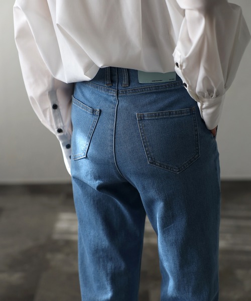 Bonjour Sagan(ボンジュールサガン)の「ウエストカットオフストレートデニムパンツ(デニムパンツ・レディース・ブルー/ネイビー・FREE)」の12枚目の写真