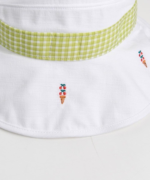 moimoln(モイモルン)の「チェリー刺繍ワイドハット(ハット・キッズ・オフホワイト・50cm/52cm/48cm/46cm)」の2枚目の写真