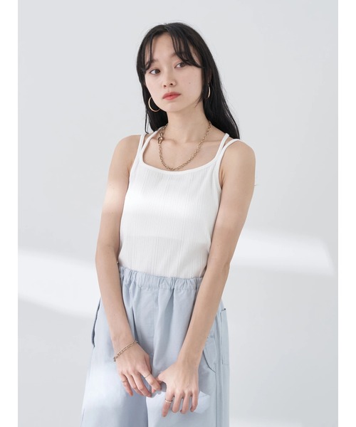 earth music&ecology（アースミュージックアンドエコロジー）の「バッククロスキャミソール（インナーウェア/肌着・レディース・モカ/ブラック/オフホワイト/サックスブルー・S/M）」の13枚目の写真