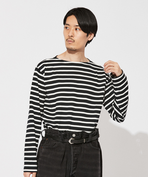 LOOPWHEELER for LOWERCASEリラックスボーダーバスクシャツ LOOPWHEELER for LOWERCASE】別注 リラックス ボーダーバスク