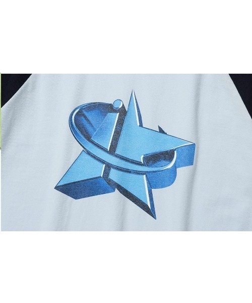 ISTKUNST(イストクンスト)の「A'GEM/9 × .kom『ISTKUNST/イストクンスト』3D STAR RAGLAN CROP TEE/3Dスター ラグランクロッ プ 半袖 カットソー(Tシャツ/カットソー・メンズ・アイボリー/ライトブルー・FREE)」の10枚目の写真