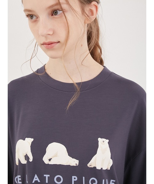 gelato pique（ジェラートピケ）の「【COOL】【UNISEX】シロクマワンポイントビッグTシャツ（Tシャツ/カットソー・レディース・ネイビー・S-M/M-L）」の8枚目の写真