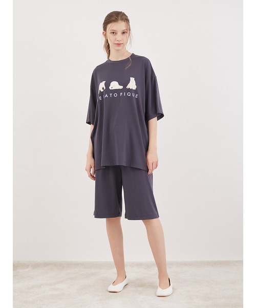 ジェラートピケ 【COOL】しろくま柄Tシャツ& しろくま柄ショートパンツ gelato pique（ジェラートピケ）の「【COOL】しろくま柄Tシャツ