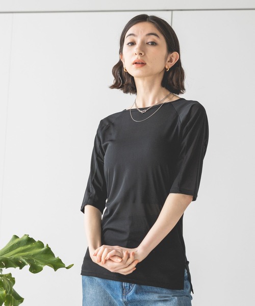 eL（エル）の「【eL】Sheer Pullover 5S/194430（Tシャツ/カットソー・レディース・ホワイト/ブラック/カーキ/グリーン系その他・FREE）」の2枚目の写真