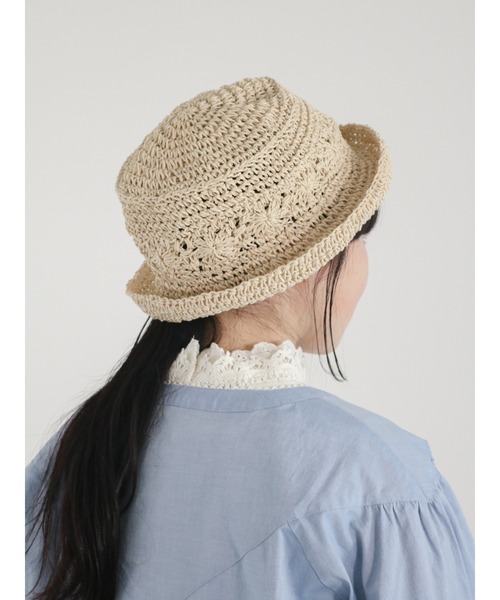 Samansa Mos2（サマンサ モスモス）の「柄編みバケットハット（ハット・レディース・オフホワイト/チャコール・ﾌﾘ-）」の5枚目の写真