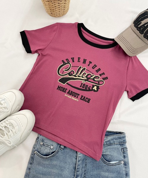 SPIGA(スピーガ)の「CollegeロゴプリントTシャツ(Tシャツ/カットソー・レディース・ホワイト/ブラック/カーキ/ピンク系その他・FREE)」の4枚目の写真