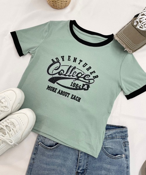 SPIGA(スピーガ)の「CollegeロゴプリントTシャツ(Tシャツ/カットソー・レディース・ホワイト/ブラック/カーキ/ピンク系その他・FREE)」の3枚目の写真
